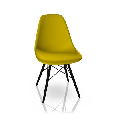 Eames Plastic Side Chair DSW Stuhl Vitra Ahorn schwarz-Senf